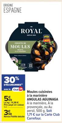 Moules cuisinées à la marinière ANGULAS AGUINAGA