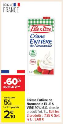 Crème Entière De Normandie Elle & Vire