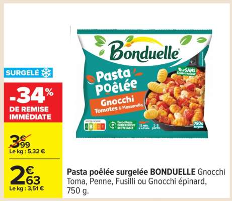 Pasta poêlée surgelée BONDUELLE