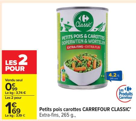Petits pois carottes CARREFOUR CLASSIC'