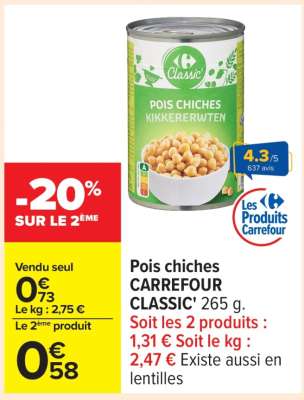 Pois chiches CARREFOUR CLASSIC'