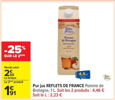 Pur jus REFLETS DE FRANCE Pomme de Bretagne