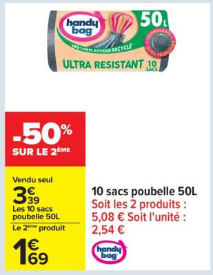 10 sacs poubelle 50L