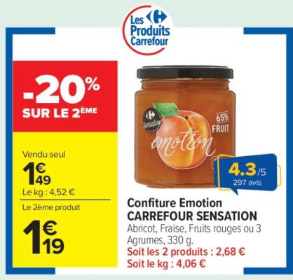 Confiture Emotion CARREFOUR SENSATION