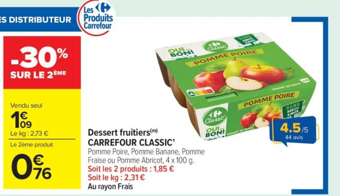 Dessert fruitiers CARREFOUR CLASSIC'