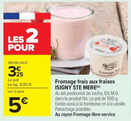 Fromage frais aux fraises ISIGNY STE MERE