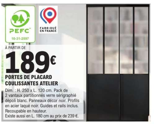 PORTES DE PLACARD COULISSANTES ATELIER