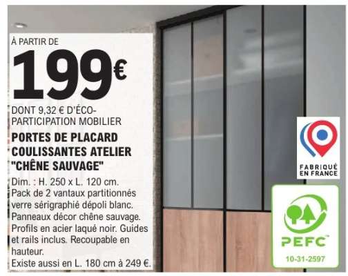 PORTES DE PLACARD COULISSANTES ATELIER "CHÊNE SAUVAGE"