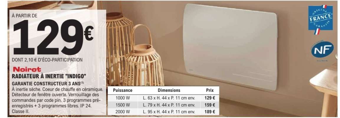 Noirot Radiateur à Inertie 'Indigo'