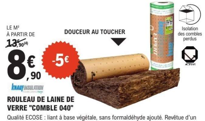 ROULEAU DE LAINE DE VERRE "COMBLE 040"