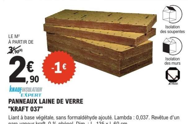 PANNEAUX LAINE DE VERRE "KRAFT 037"