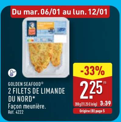 GOLDEN SEAFOOD® 2 FILETS DE LIMANDE DU NORD