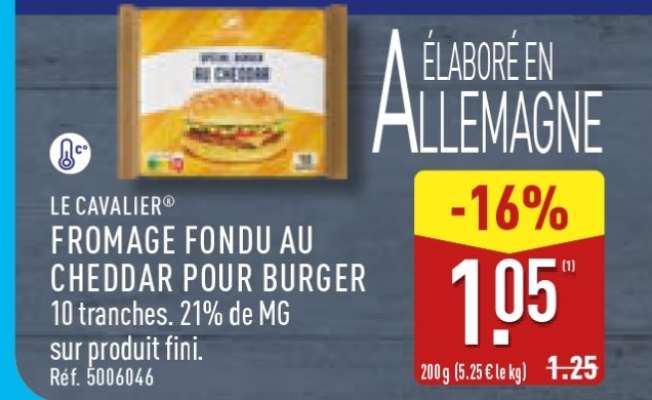 LE CAVALIER® FROMAGE FONDU AU CHEDDAR POUR BURGER