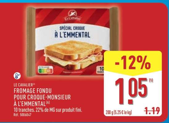 LE CAVALIER FROMAGE FONDU POUR CROQUE-MONSIEUR À L'EMMENTAL
