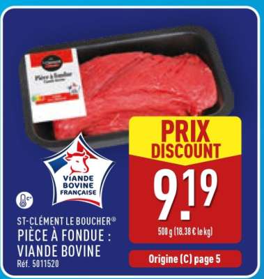 ST-CLÉMENT LE BOUCHER PIÈCE À FONDUE : VIANDE BOVINE
