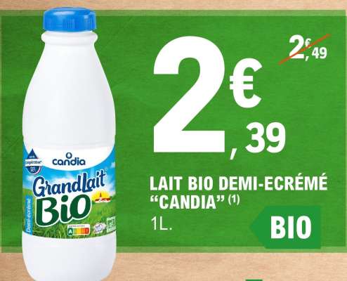 Lait Bio Demi-Écrémé Candia