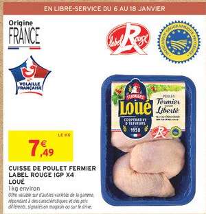 Cuisse de Poulet Fermier Label Rouge IGP X4 Loué