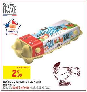 BOÎTE DE 12 ŒUFS PLEIN AIR BIEN D'ICI