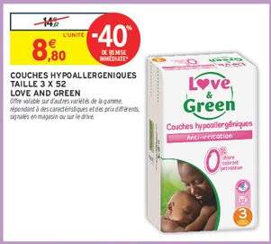 Couches Hypoallergeniques Taille 3 x 52 Love and Green