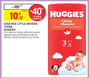 COUCHES LITTLE MOVERS T3X56 HUGGIES