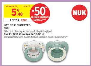 Lot de 2 Sucettes NUK