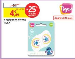 2 Sucettes Stitch Tigex