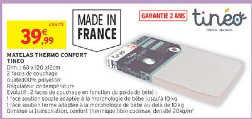 MATELAS THERMO CONFORT TINEO