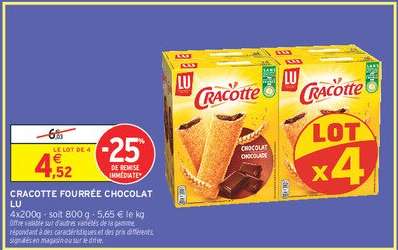 CRACOTTE FOURRÉE CHOCOLAT LU