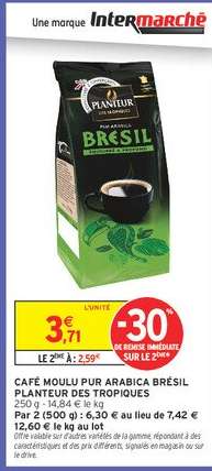 Café Moulu Pur Arabica Brésil Planteur des Tropiques