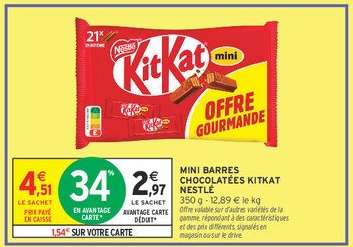 Mini Barres Chocolatées KitKat Nestlé