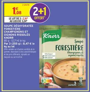 Soupe Déshydratée Forestière Champignons et Oignons Rissolés Knorr