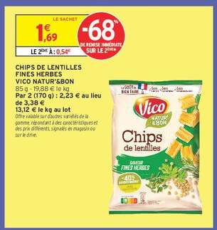 Chips de Lentilles Fines Herbes Vico Natur'Bon