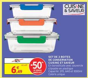 Set de 3 boîtes de conservation Cuisine et Saveur