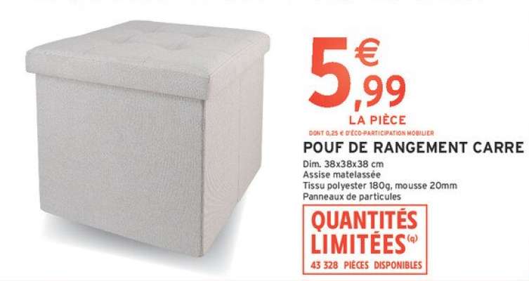 Pouf de Rangement Carré