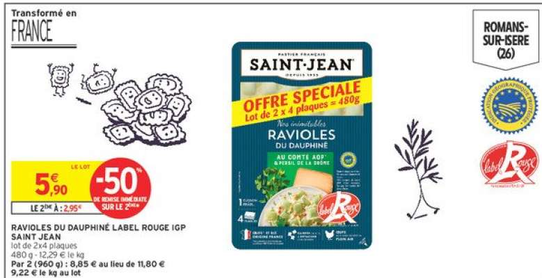 RAVIOLES DU DAUPHINÉ LABEL ROUGE IGP SAINT JEAN