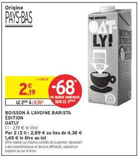 BOISSON À L'AVOINE BARISTA ÉDITION OATLY