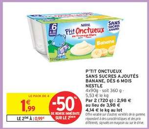 P'TIT ONCTUEUX SANS SUCRES AJOUTÉS BANANE, DÈS 6 MOIS NESTLÉ