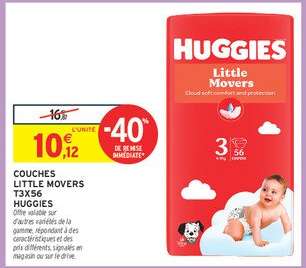 COUCHES LITTLE MOVERS T3X56 HUGGIES