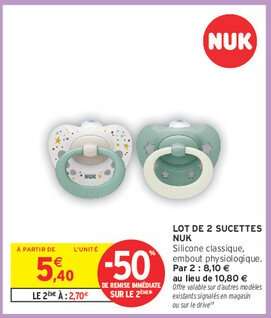 Lot de 2 Sucettes NUK