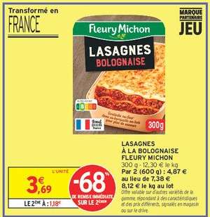 Lasagnes A La Bolognaise Fleury Michon