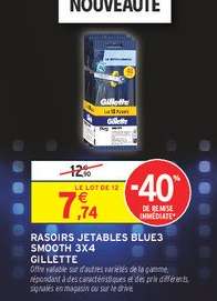 RASOIRS JETABLES BLUE3 SMOOTH 3X4 GILLETTE