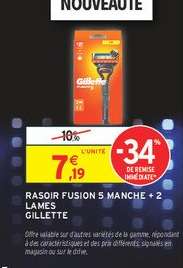 Rasoir Fusion 5 Manche + 2 Lames Gillette