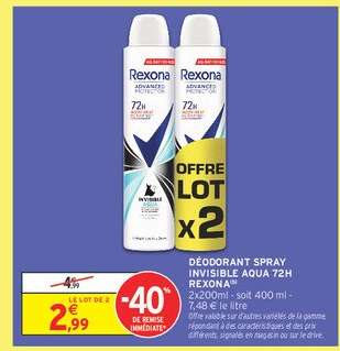 DÉODORANT SPRAY INVISIBLE AQUA 72H REXONA®