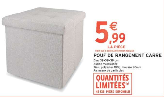 Pouf de Rangement Carré