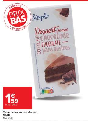 Tablette de chocolat dessert SIMPL