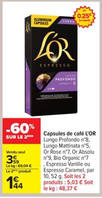 CAPSULES DE CAFÉ “L’OR”