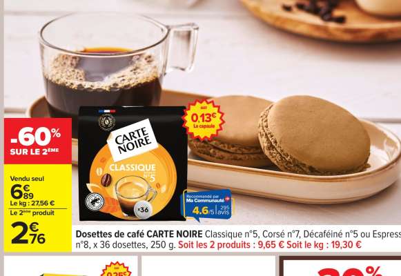 Dosettes De Cafe Carte Noire