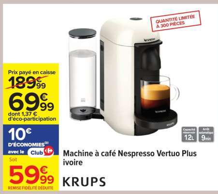 Machine à café Nespresso Vertuo Plus ivoire