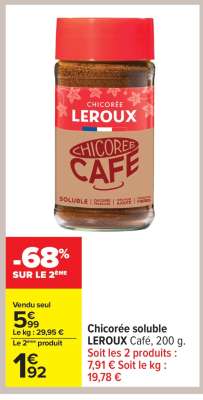 Chicorée soluble LEROUX Café, 200 g
