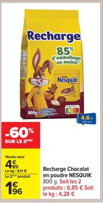 RECHARGE CHOCOLAT EN POUDRE “NESQUIK”